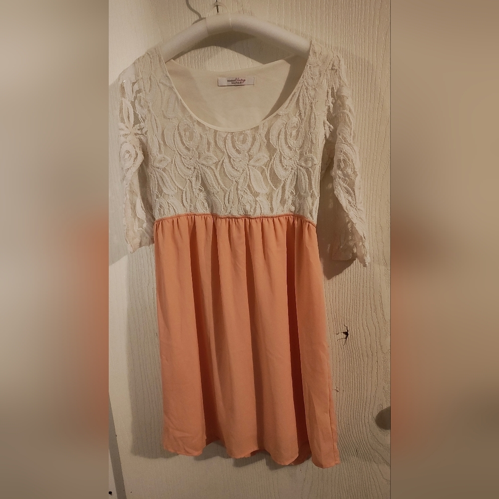 Elegant Lace and Peach Kids Dress